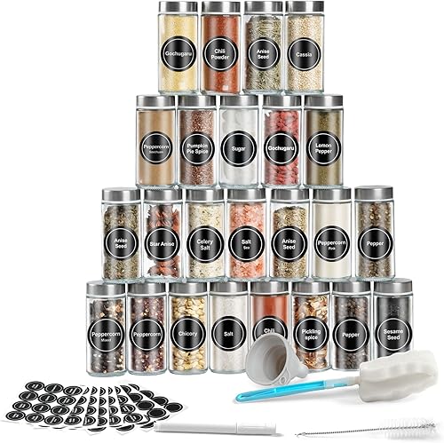 friberg -  kit de 24 pots à épices ronds en verre