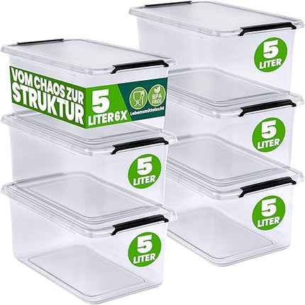 deuba® - lot de 6 boîtes de rangement de 5litres