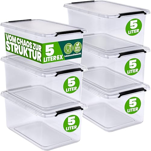 deuba® - lot de 6 boîtes de rangement de 5litres