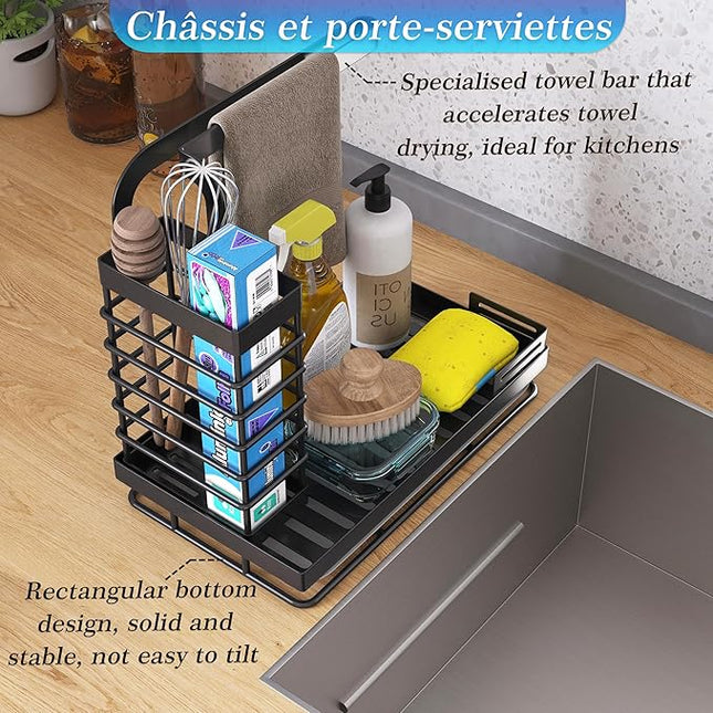Organisateur pour évier de cuisine en acier inoxydable