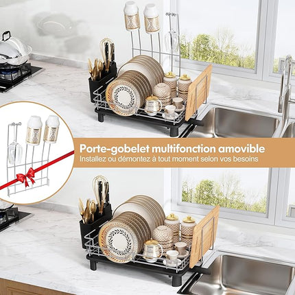 Égouttoir de cuisine en acier inoxydable avec porte-gobelet