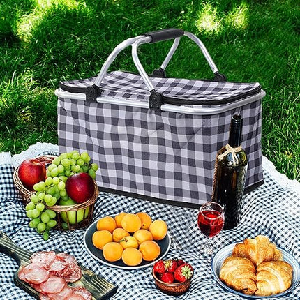 Panier isotherme de 30 l - Pliable et isolé - Avec couvercle - Cadre en aluminium