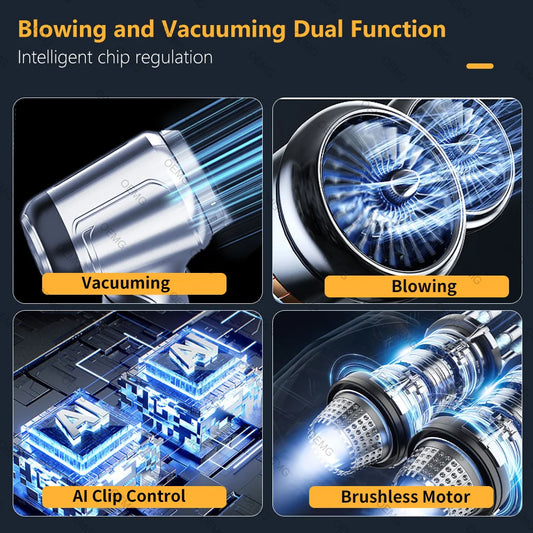 95000PA Car Vacuum Cleaner Powerful Cleaning Machine Car Accessories Home Auto Robot Wireless Cleaner Appliance Strong Suction