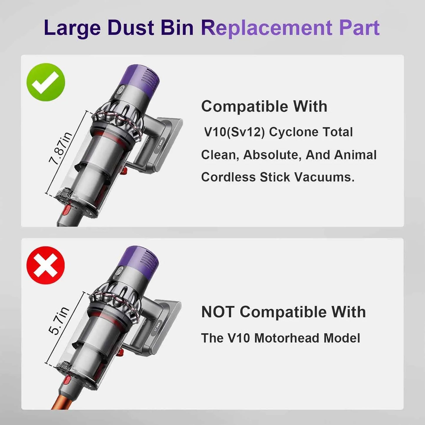 Two large trash cans suitable for V10 SV12 vacuum cleaner replaced the dust bucket V10 +HEPA filter.