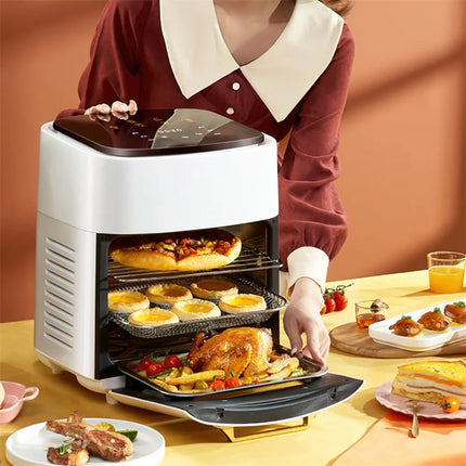 Grande friteuse à air numérique de 15 L – Four électrique multifonction sans huile avec écran tactile et fenêtre transparente