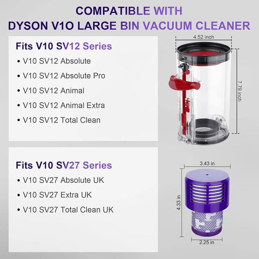 Two large trash cans suitable for V10 SV12 vacuum cleaner replaced the dust bucket V10 +HEPA filter.
