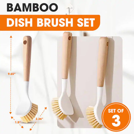lot  de 3 brosses à vaisselle avec manche