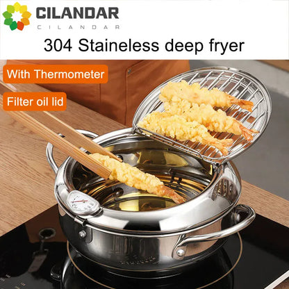 Japanese-style tempura fryer household small fryer oil-saving pot mini special temperature-controlled deep frying oil small pot