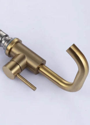 Bathroom Faucet  Brushed Gold Bathroom Basin Faucet Cold And Hot Sink Mixer Sink Tap Single Handle Deck Mounted Water Tap