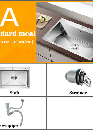 DQOK Stainless Steel Kitchen Sink Slot Dish Basin Kitchen sink Drain Basket And Drain Pip Rectangular