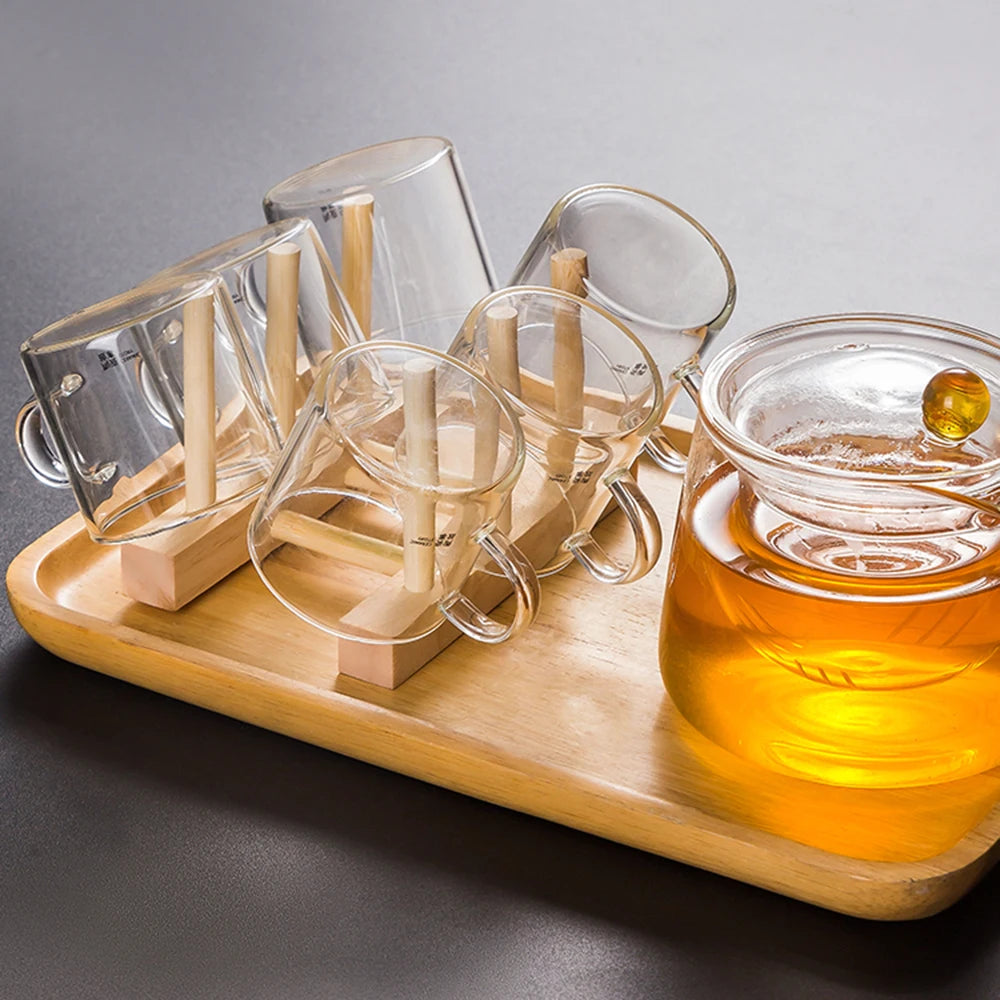 Dish Drain Rack Dinnerware Bamboo Wooden Kitchen Organizer Tray Plate Drying Shelf Wooden Book Cups Display Stand Drainer Holder