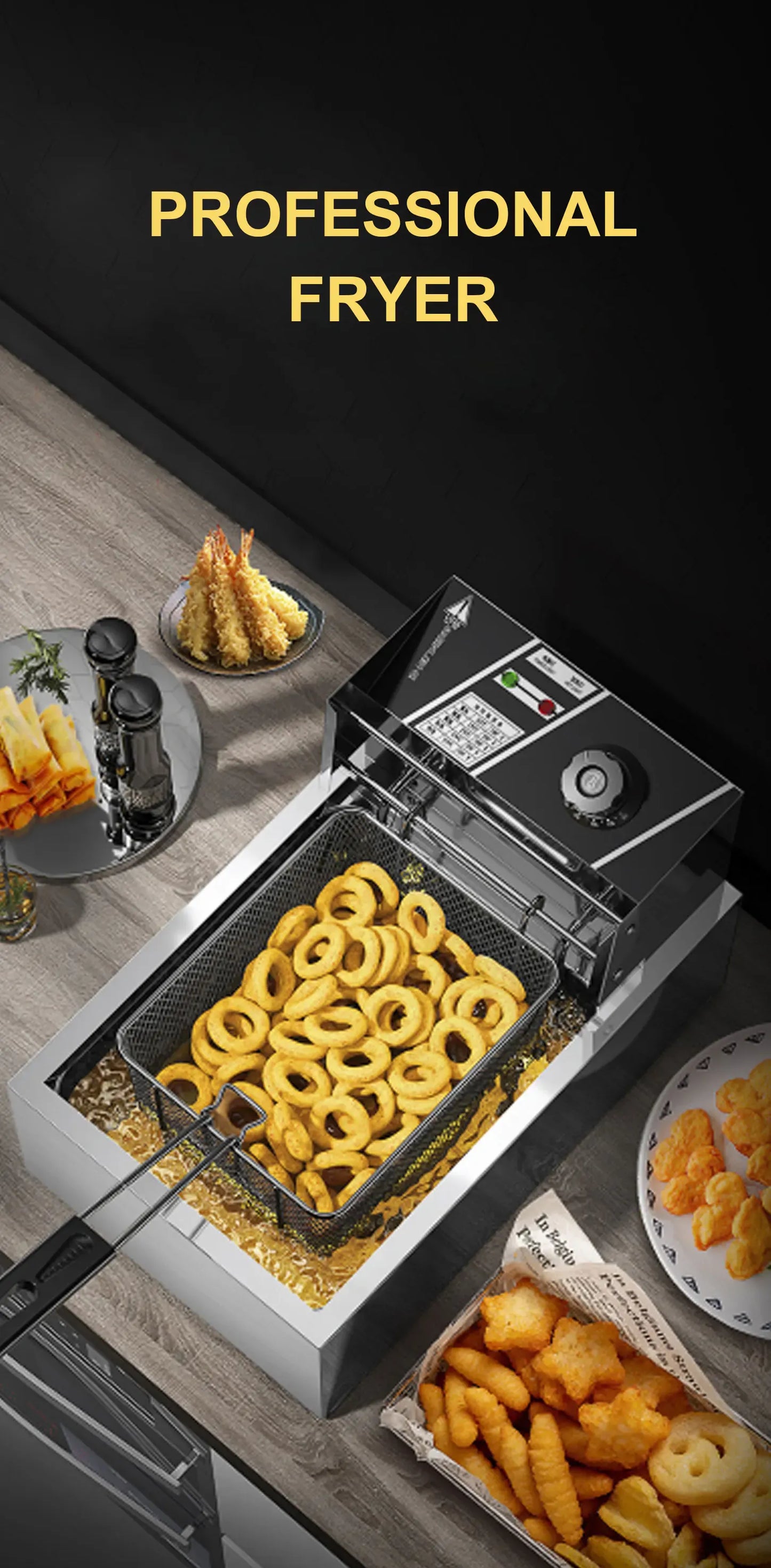 Electric Fryer 10L 2500W Industrial Deep Fryer Stainless Steel for French Fries Chicken chop Deep Fryer Commercial Fry Pan