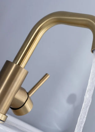 Bathroom Faucet  Brushed Gold Bathroom Basin Faucet Cold And Hot Sink Mixer Sink Tap Single Handle Deck Mounted Water Tap