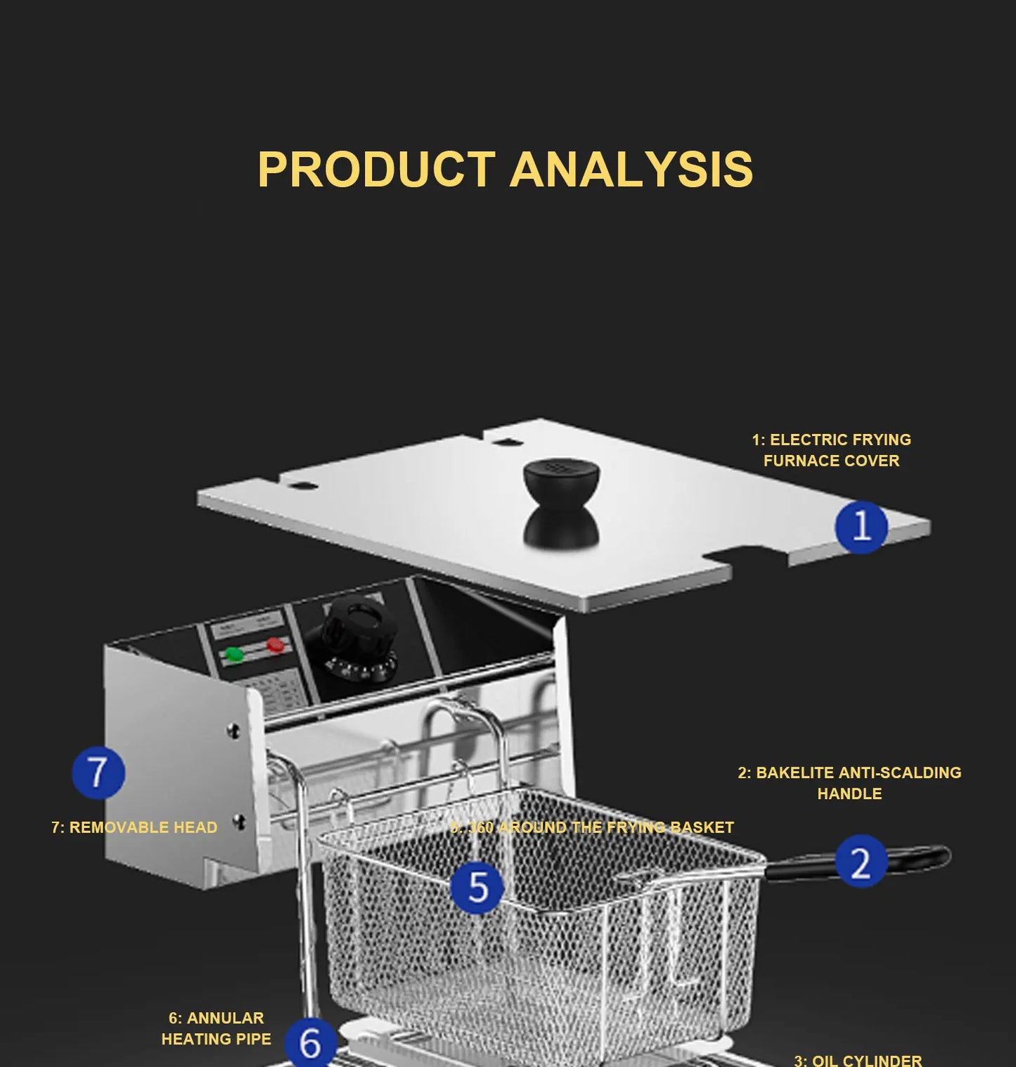 Electric Fryer 10L 2500W Industrial Deep Fryer Stainless Steel for French Fries Chicken chop Deep Fryer Commercial Fry Pan