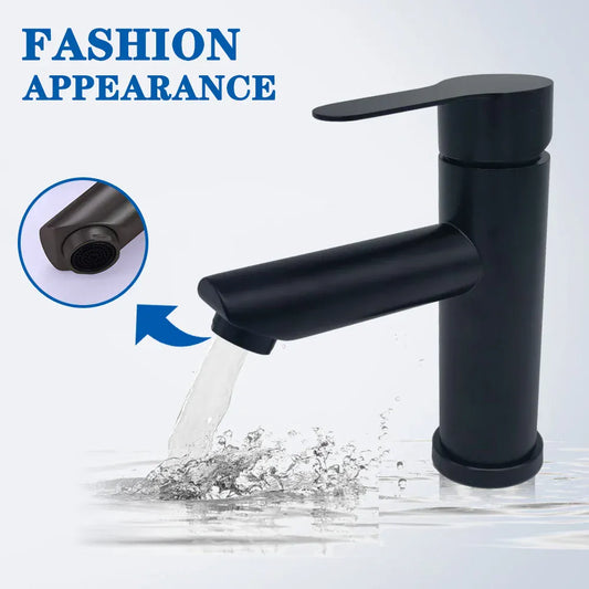 Basin Sink Bathroom Faucet Deck Mounted Hot Cold Water Basin Mixer Taps Matte Black Lavatory Sink Tap Crane（hose not  include）