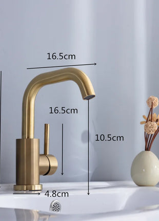 Bathroom Faucet  Brushed Gold Bathroom Basin Faucet Cold And Hot Sink Mixer Sink Tap Single Handle Deck Mounted Water Tap
