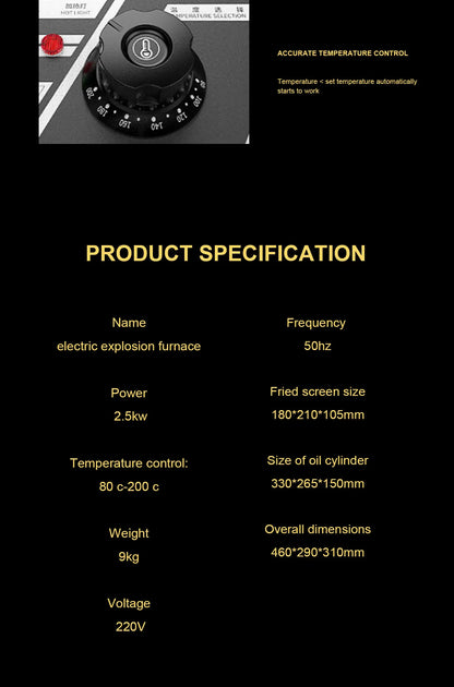 Electric Fryer 10L 2500W Industrial Deep Fryer Stainless Steel for French Fries Chicken chop Deep Fryer Commercial Fry Pan