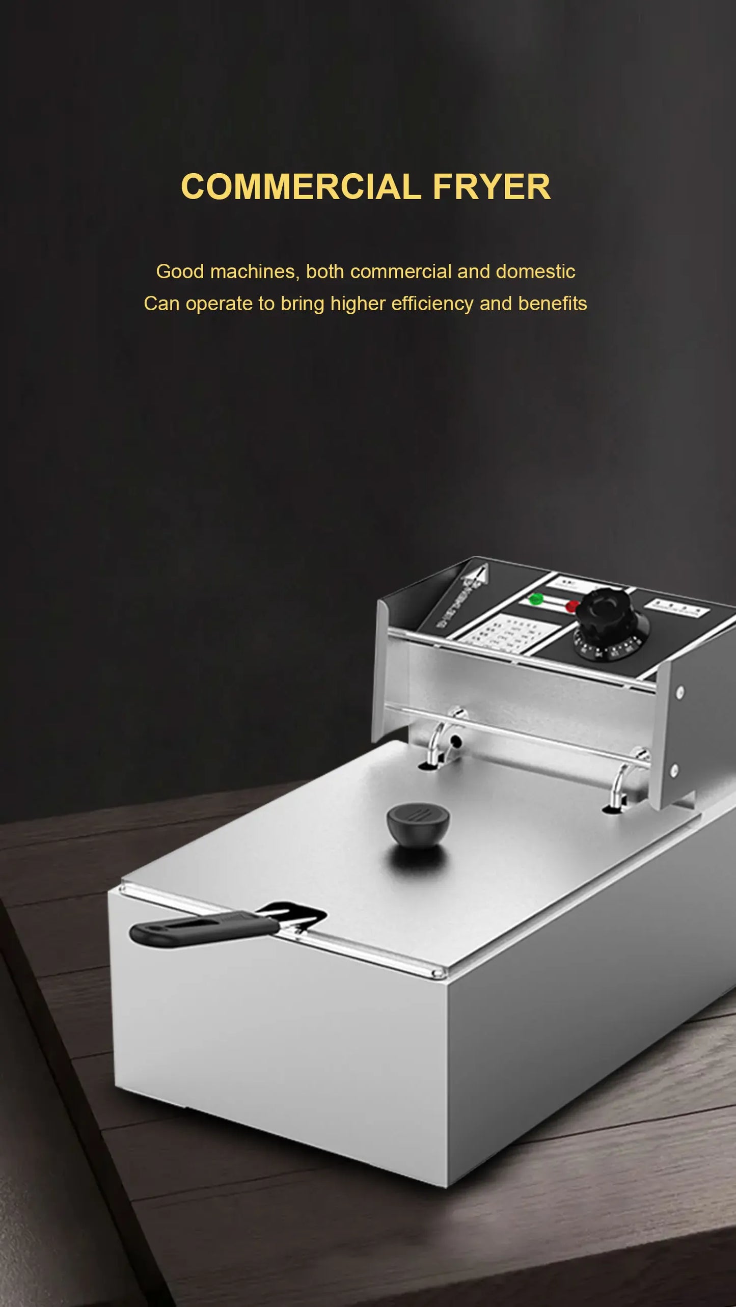 Electric Fryer 10L 2500W Industrial Deep Fryer Stainless Steel for French Fries Chicken chop Deep Fryer Commercial Fry Pan