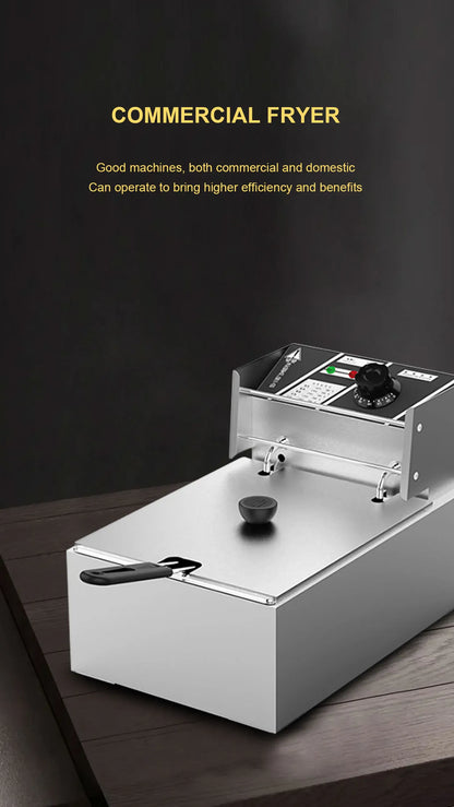 Electric Fryer 10L 2500W Industrial Deep Fryer Stainless Steel for French Fries Chicken chop Deep Fryer Commercial Fry Pan