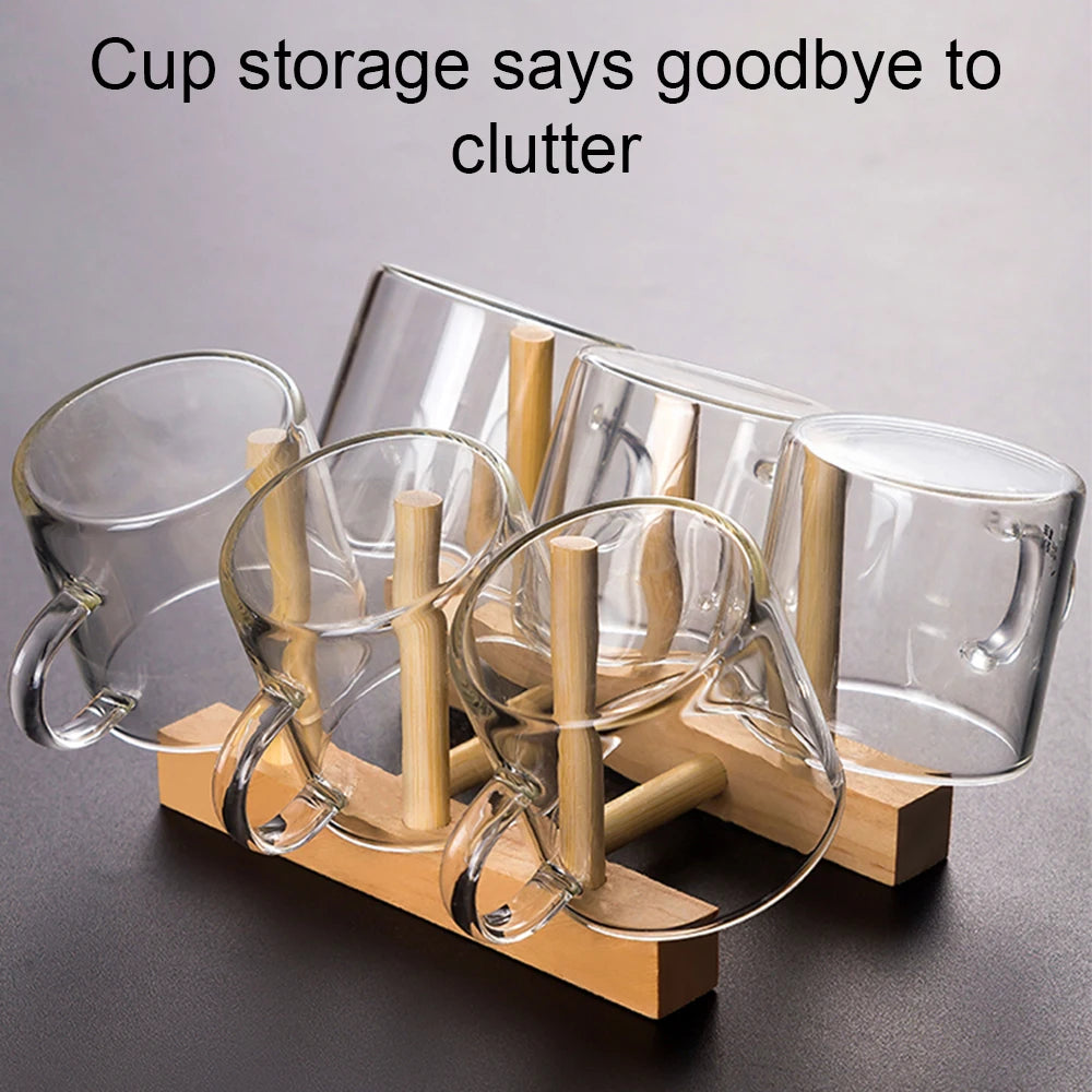 Dish Drain Rack Dinnerware Bamboo Wooden Kitchen Organizer Tray Plate Drying Shelf Wooden Book Cups Display Stand Drainer Holder