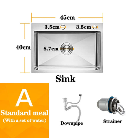 DQOK Stainless Steel Kitchen Sink Slot Dish Basin Kitchen sink Drain Basket And Drain Pip Rectangular