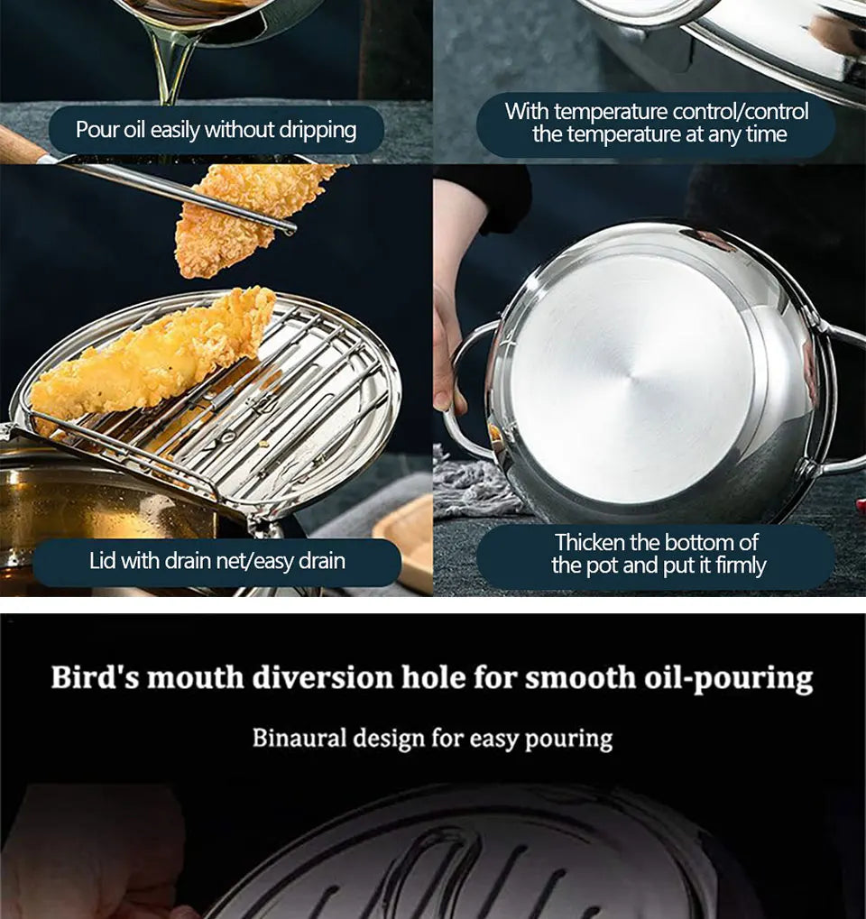 Japanese-style tempura fryer household small fryer oil-saving pot mini special temperature-controlled deep frying oil small pot