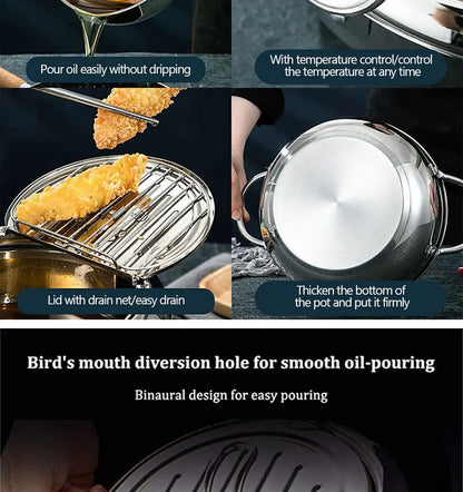 Japanese-style tempura fryer household small fryer oil-saving pot mini special temperature-controlled deep frying oil small pot