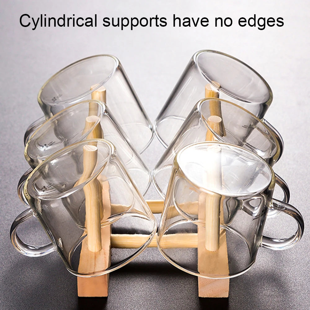 Dish Drain Rack Dinnerware Bamboo Wooden Kitchen Organizer Tray Plate Drying Shelf Wooden Book Cups Display Stand Drainer Holder