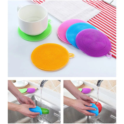 Lot de 6 brosses de nettoyage en silicone souple ,tampons à récurer - E-menage