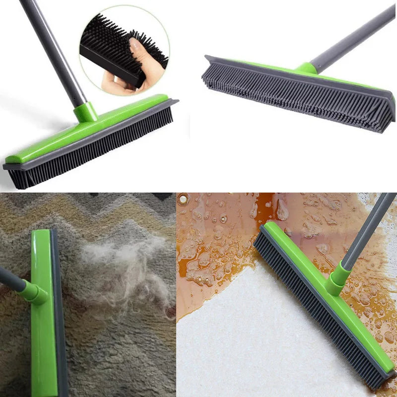 Effortless Telescopic Rubber Broom for Instant Pet Hair &amp; Floor Cleaning