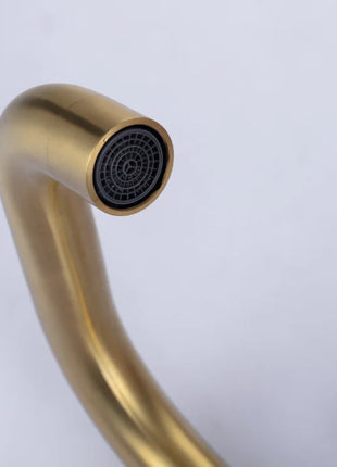 Bathroom Faucet  Brushed Gold Bathroom Basin Faucet Cold And Hot Sink Mixer Sink Tap Single Handle Deck Mounted Water Tap