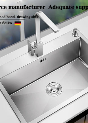 DQOK Stainless Steel Kitchen Sink Slot Dish Basin Kitchen sink Drain Basket And Drain Pip Rectangular