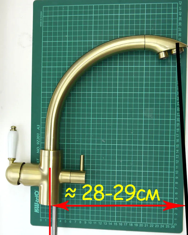 New Solid Brass Swivel 3 in 1 Drinking Water Kitchen Faucets Robinet Para Torneira Wels Sink Mixer Tri Flow 3 Way Filter Taps