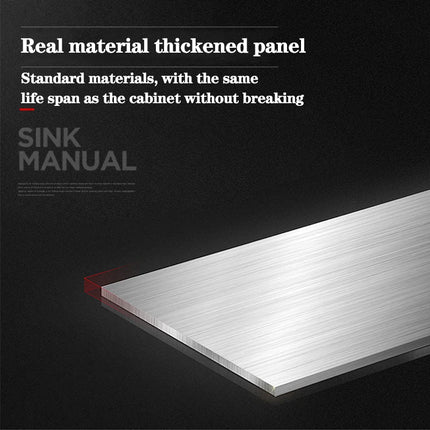 Évier de cuisine rectangulaire DQOK en acier inoxydable avec bac à vaisselle, panier d'égouttage et tuyau de vidange.