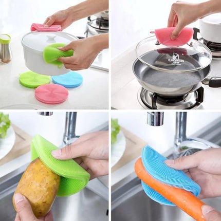 Lot de 6 brosses de nettoyage en silicone souple ,tampons à récurer - E-menage
