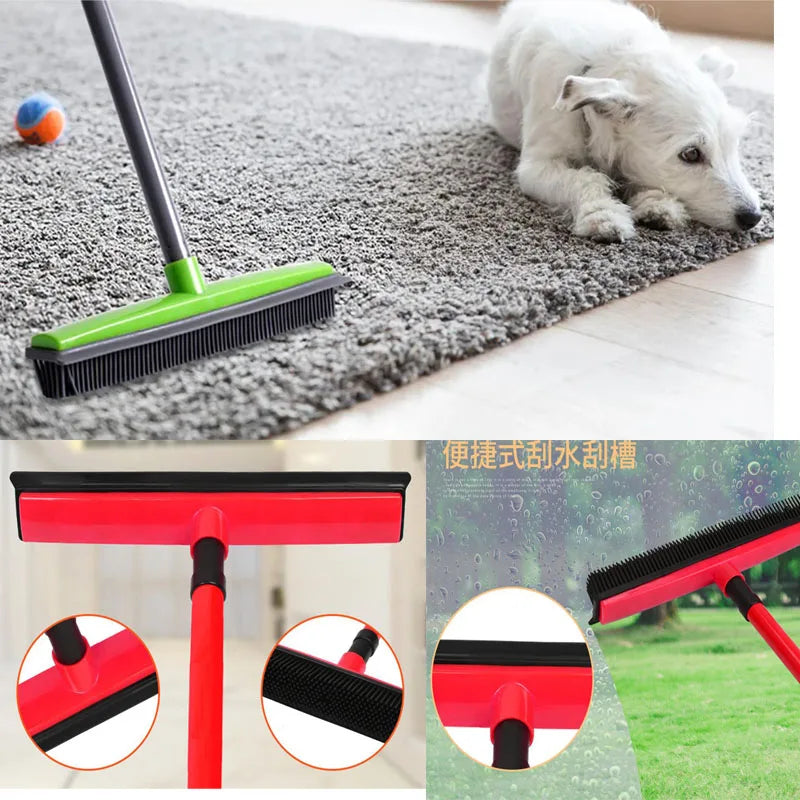Effortless Telescopic Rubber Broom for Instant Pet Hair &amp; Floor Cleaning