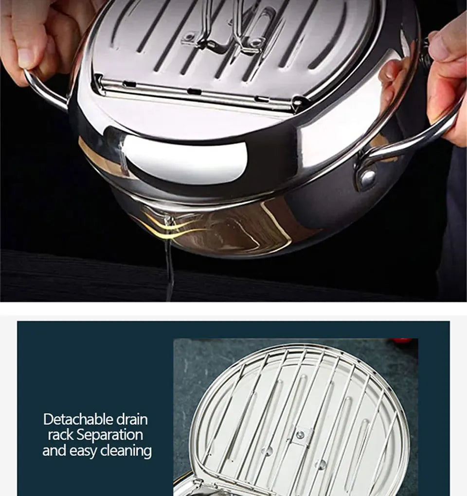 Japanese-style tempura fryer household small fryer oil-saving pot mini special temperature-controlled deep frying oil small pot