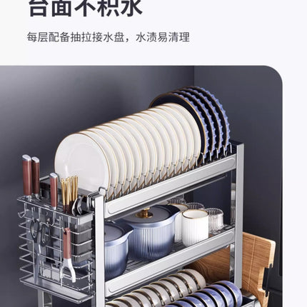 Égouttoir à vaisselle à 2 ou 3 niveaux avec panier d'égouttage, organisateur de vaisselle de comptoir, planche à égoutter