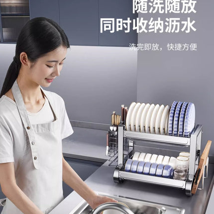 Égouttoir à vaisselle à 2 ou 3 niveaux avec panier d'égouttage, organisateur de vaisselle de comptoir, planche à égoutter