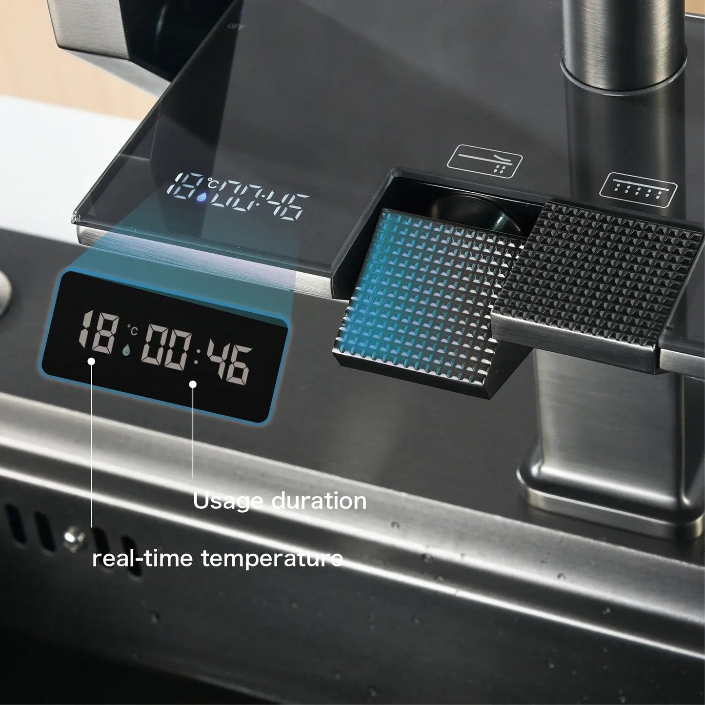 AITANA Luxury Chrome Brass Kitchen Faucet with Digital Display Design, Hot and Cold Water Pull out 3-Function Sink Mixer