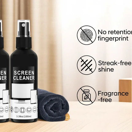 Screen Cleaner Spray Kit-Glass Cleaner Spray and Microfiber Cleaning Cloth,Suitable for a variety of Glass,Glasses,Camera Lenses