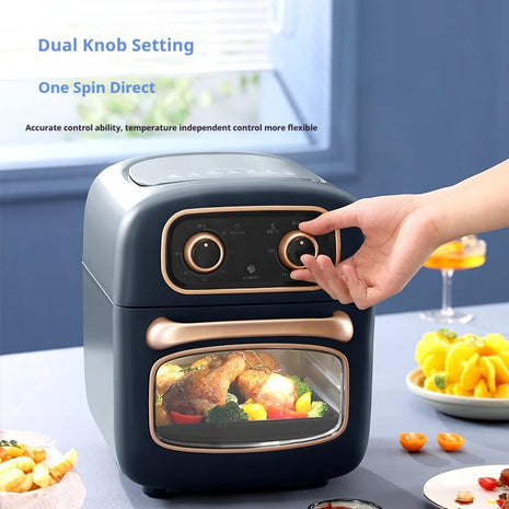Visual Air Fryer Oven, 1500W Oil-Free Electric Cooker with Non-Stick Basket & Independent Knobs, Even Heating for Roast【7L】