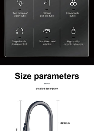 AITANA Luxury Chrome Brass Kitchen Faucet with Digital Display Design, Hot and Cold Water Pull out 3-Function Sink Mixer