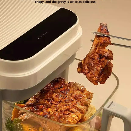 Friteuse à air chaud 1200 W avec panier en verre transparent - Four multifonction sans retournement, poignée isolante, 8 modes de cuisson, usage domestique