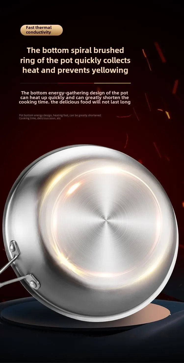 Frying Pan Stainless Steel Non-stick Household Frying Pancakes Uncoated Honeycomb Open Flame Gas Induction Cooker Pan Universal