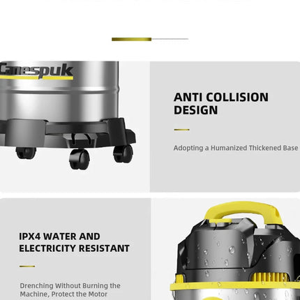 Aspirateur industriel eau et poussière 3300 W, 3 en 1, aspiration puissante, idéal pour la maison, le garage ou l'atelier.