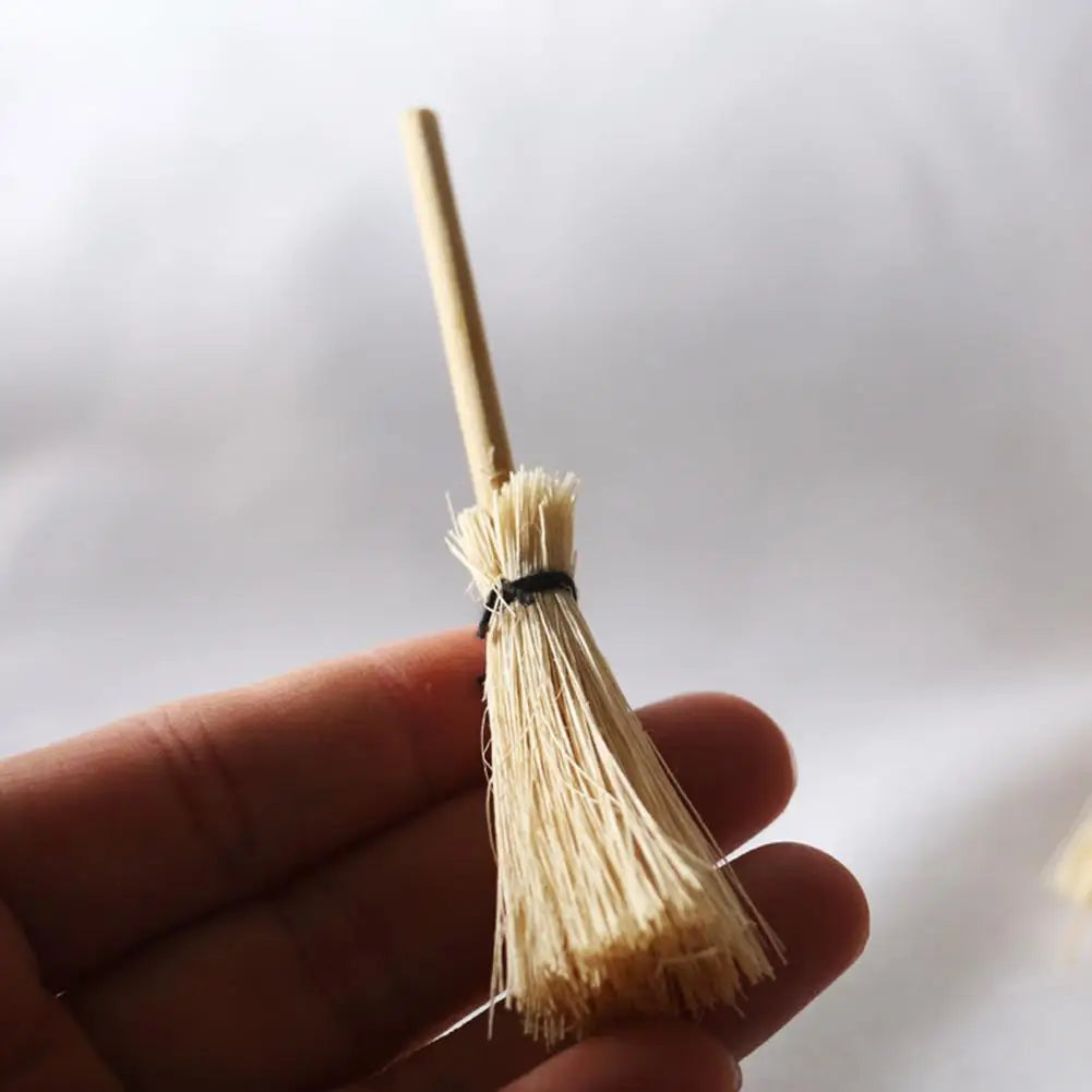 2Pcs Dollhouse Broom Handmade House Miniature Mini Craft Wood Broom 1/12 Dollhouse Accessories