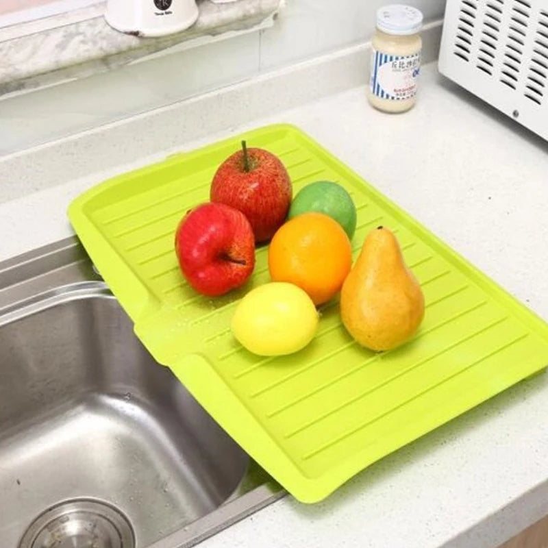 Drainer Tray Large Sink Drying Rack Worktop Organizer Drying Rack Drain Rack Kitchen Silicone Dish for Kitchen Dishes Tableware