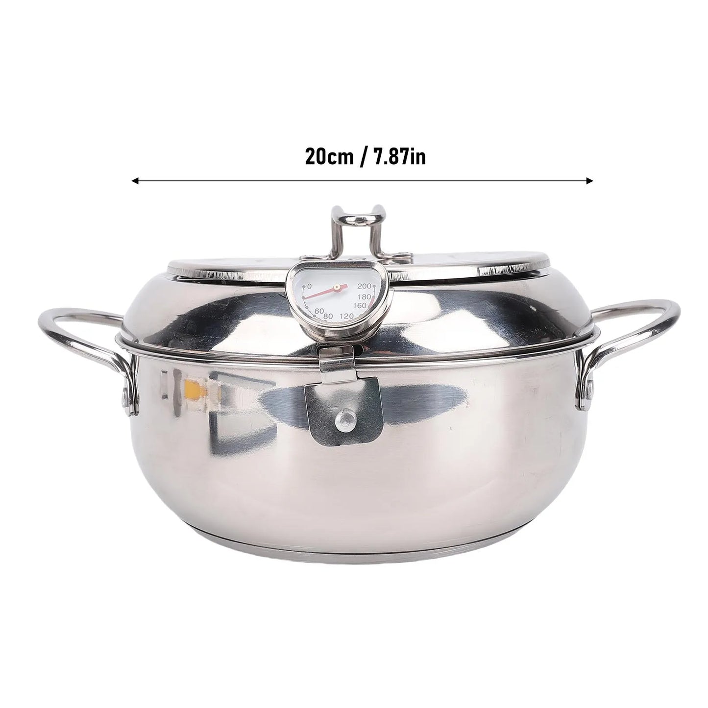 Deep Fryer Pot 201 Stainless Steel 2.2L Japanese Frying Pot with Oil Drain Temperature Control and Lid for Kitchen Stove