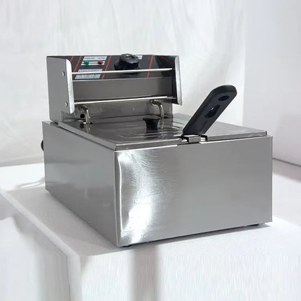 6L 1.5KW Commercial Electric Deep Fryer - Fast Heating, Stainless Steel, Easy Clean, 3-Tier Basket, for Fast Food Restaurant